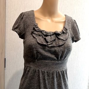 Maurice’s Size XS Gray Dress Short Sleeve Extra Small Bow Ruffled Cute Classy